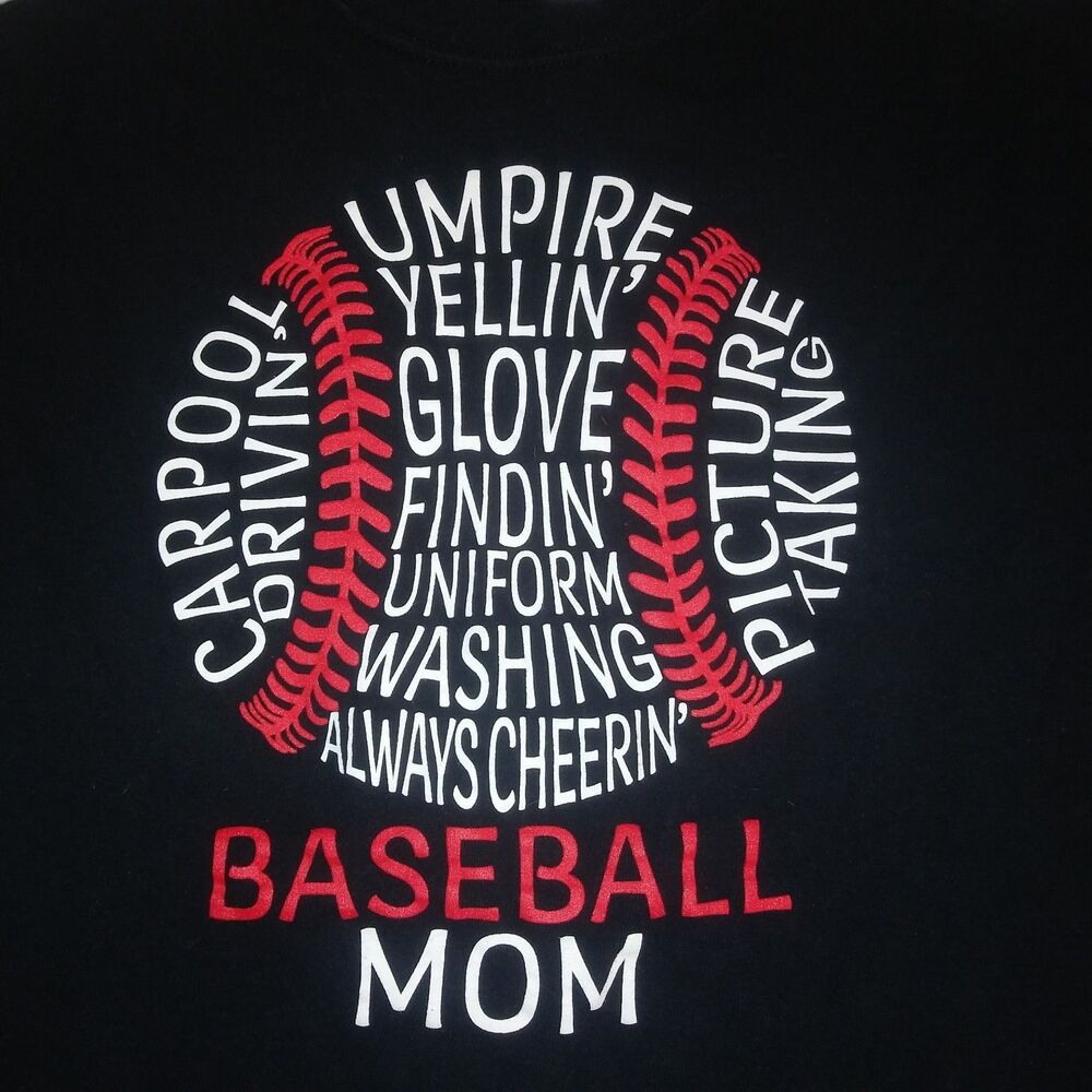 Baseball Mom T shirt black size medium logo on front only